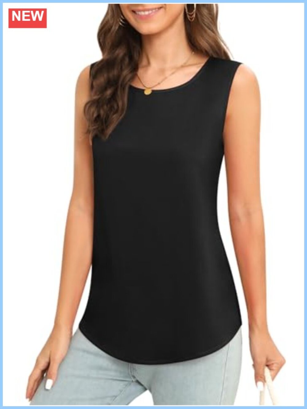 Women's Sleeveless Chiffon Tank Top Business Casual Blouse Tunic